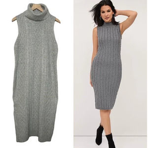 House of Harlow 1960 Sweater Dress Turtleneck Gray Size M
